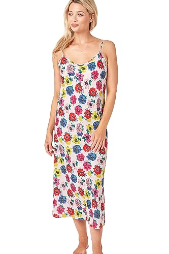 Indigo Sky Damen Samsara Long Satin Chemise Nightdress Nachthemd, Helles Blumenmuster, 12-14 Indigo Sky Damen Samsara Long Satin Chemise Nightdress Nachthemd, Helles Blumenmuster, 12-14 von Indigo Sky