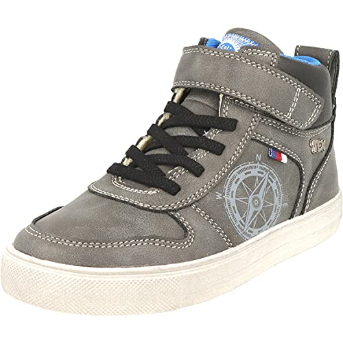 Indigo 451-074 Jungen Schnürschuhe Hi-Top Sneaker Wasserabweisend in 2 Farben (Dk.Grey, Numeric_34) von Indigo