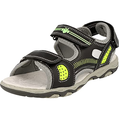 Indigo Kinder Jungen Schuhe Freizeit Sandalen 3fach Klett 481-194 in 2 Farben (Black, Numeric_35) von Indigo