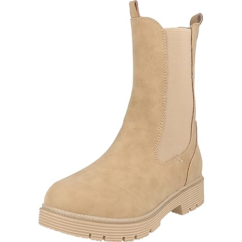 Indigo Mädchen Schuhe Chelsea Boots gefüttert 454-134 Reißverschluss in 2 Farben (Taupe, eu_footwear_size_system, big_kid, women, numeric, medium, numeric_38) von Indigo