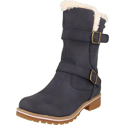 Indigo Mädchen Schuhe Tex warme Winter Stiefel gefüttert 454-143 mit Reißverschluss (Navy, eu_footwear_size_system, big_kid, numeric, medium, numeric_37) von Indigo
