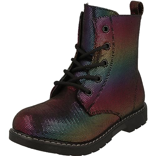 Indigo Mädchen Schuhe Winterstiefel gefüttert Schnürer 452-232 Schwarz/Multi (37) von Indigo