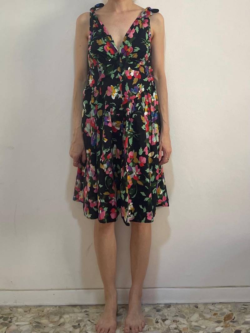80Er Jahre Floral Baumwolle 50S Style Sommer Fun & Flirty Day Kleid von IndigoBluesVintage