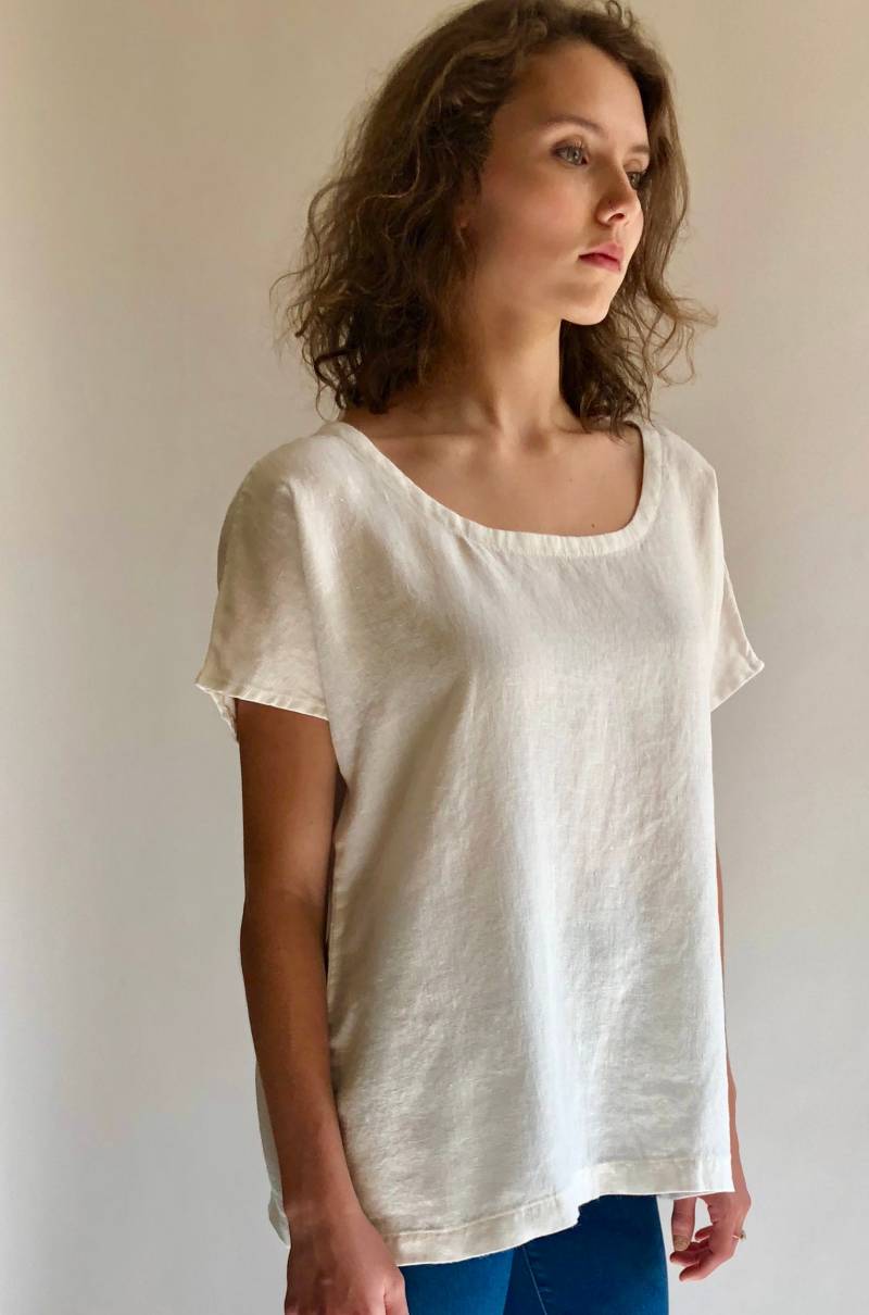 Michelle Linen Tunika in Zartem Weiß von IndigoBoutiqueDesign