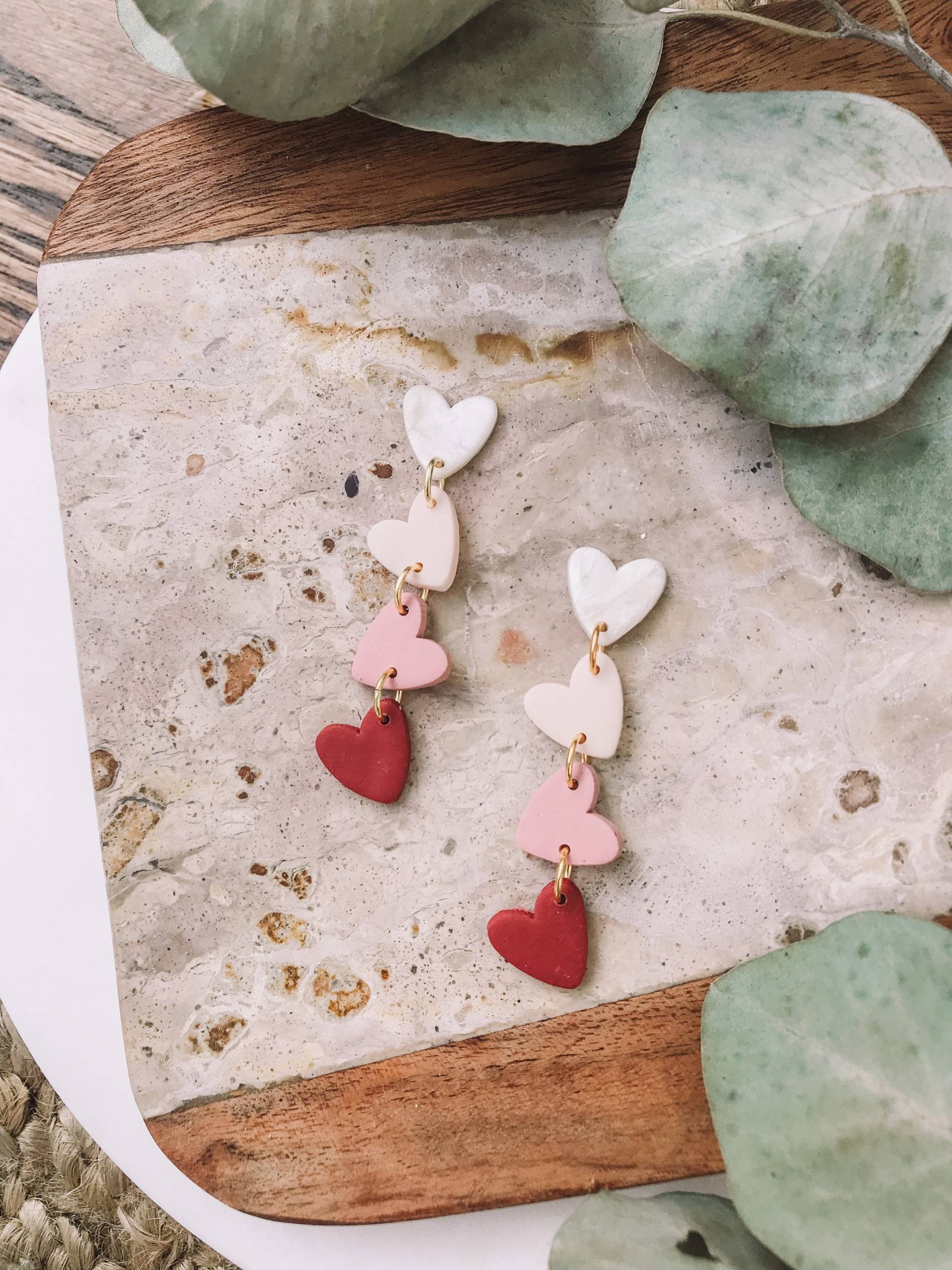 Emilia Ombré Herzen | Statement Ohrringe/Polymer Clay von IndigoClayJewelry