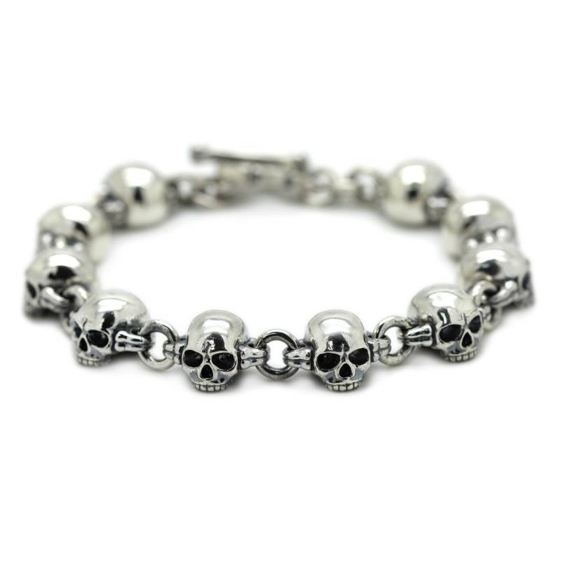 Totenkopf Und Knochen Unisex Armband Silber 925 von IndigoJewelry925