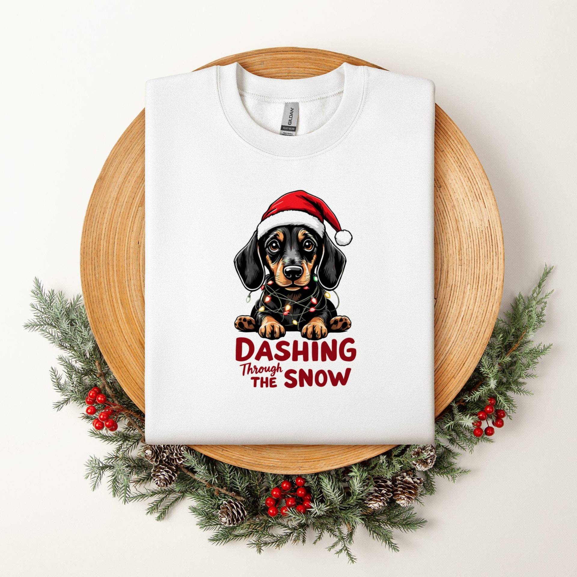 Niedliches Dackel Weihnachten Sweatshirt, Hunde-Liebhaber-Urlaub Pullover, Doxie Mom Geschenk, Unisex Haustier-Liebhaber-Shirt, Entzückender Wiener von IndigoLakeDesign