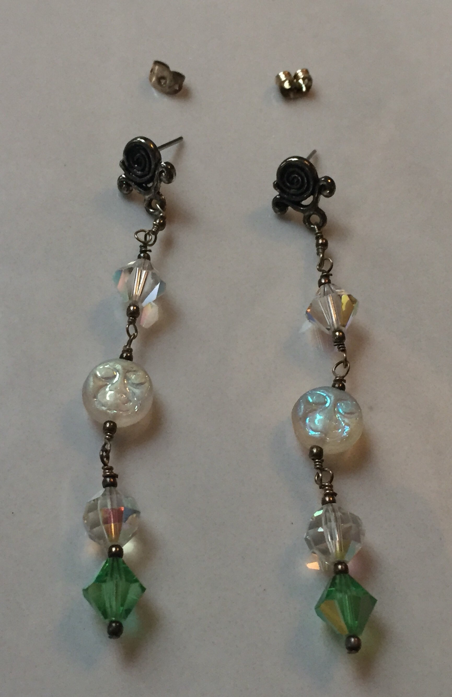 Vintage Swarovski Kristallohrringe - Lang Mit Kristall-Mond-Gesicht Vintage Swarovski Kristallohrringe - Lang Mit Kristall-Mond-Gesicht von IndigoMundy