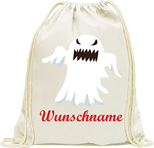 INDIGOS UG - Turnbeutel Junge - Beutel - 093 - Geist - Bedruckt mit Wunschname - Wunschtext - Rucksack Kinder - Wäschebeutel - Schule Kita - Kindergarten personalisierte Geschenke von INDIGOS