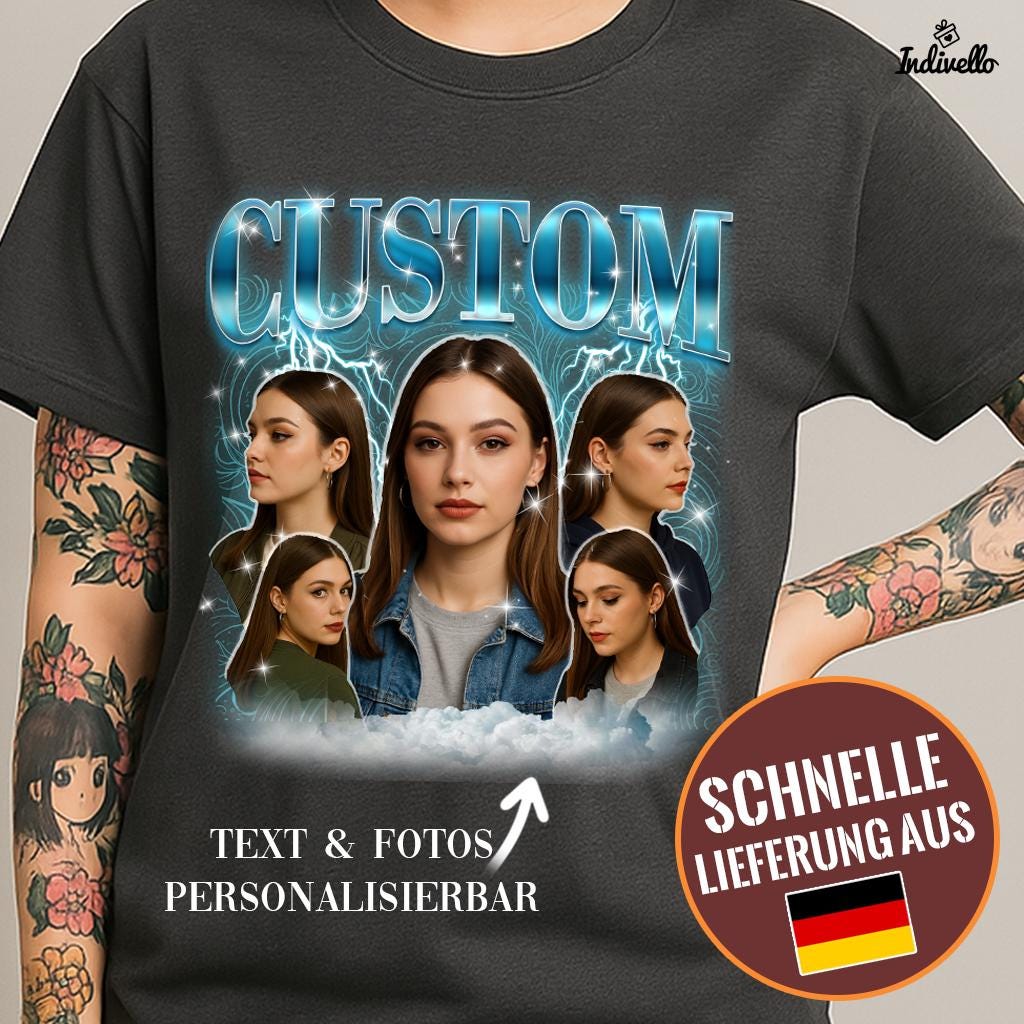 Personalisiertes Bootleg-Rap-T-Shirt - Bootleg-Shirt Mit Foto Geburtstagsgeschenk Beste Freundin Weihnachtsgeschenk Bester Freund Personalisiertes Bootleg-Rap-T-Shirt - Bootleg-Shirt Mit Foto Geburtstagsgeschenk Beste Freundin Weihnachtsgeschenk Bester Freund von Indivello