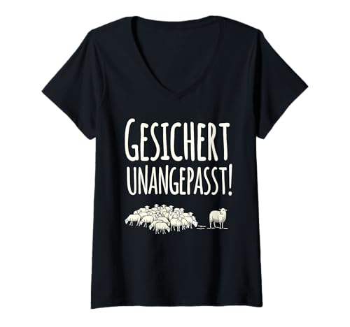 Damen Gesichert Unangepasst Schaf T-Shirt mit V-Ausschnitt Damen Gesichert Unangepasst Schaf T-Shirt mit V-Ausschnitt von Individualist Apparel