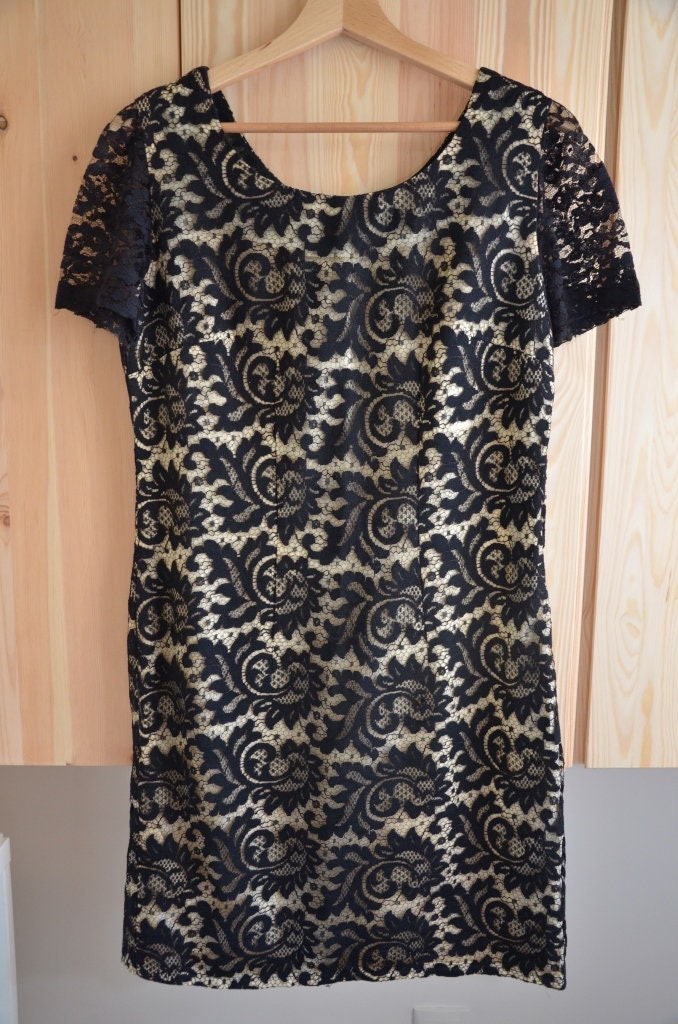 Vintage 60Er Jahre Schwarzes Spitzen-Cocktailkleid/ Baumwoll-Minikleid, S-M von IndividualsBodega