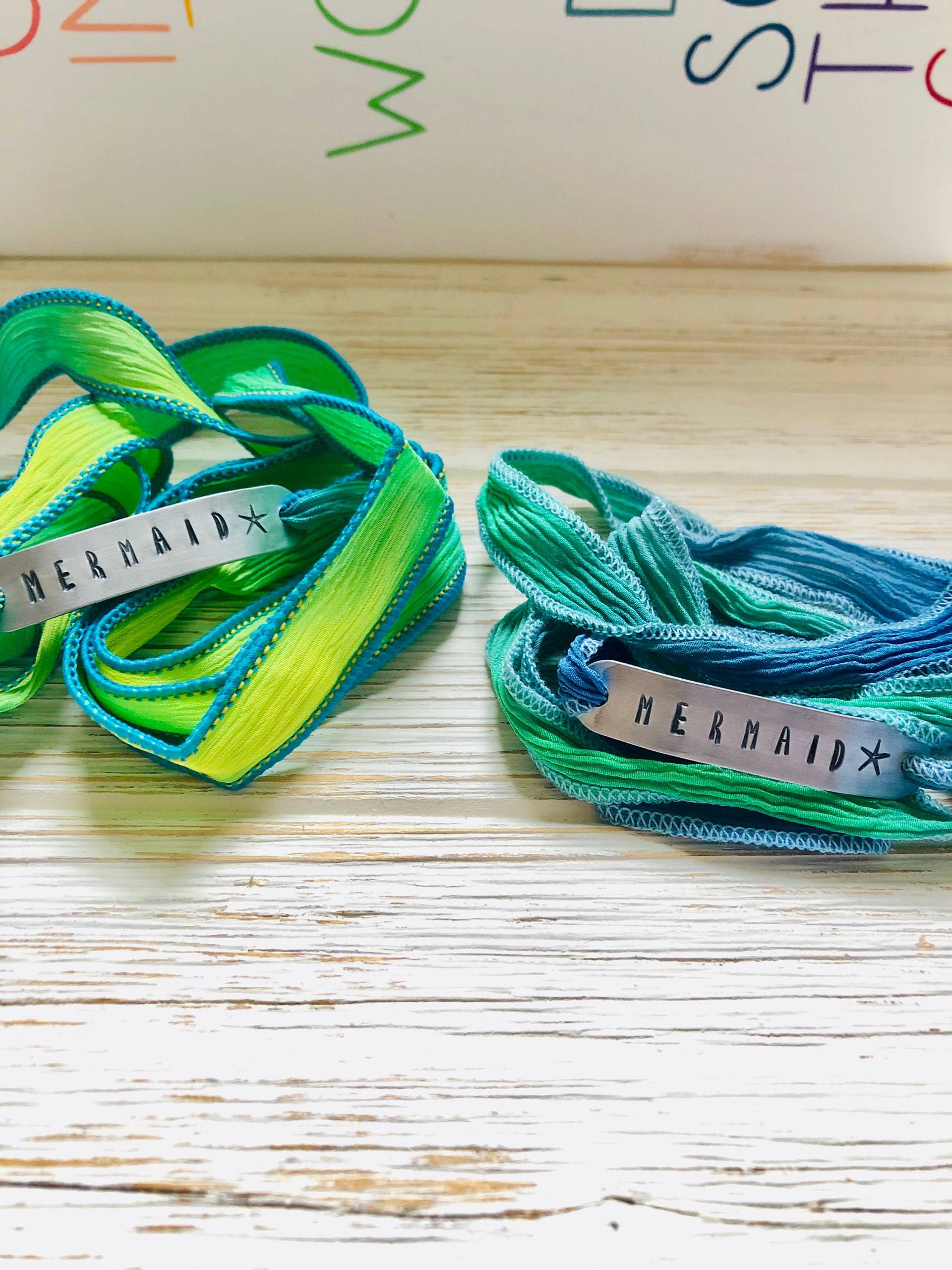 Hand Gestempelt Mermaid Seide Wickelarmband Ocean Beach Schmuck von IndoLove