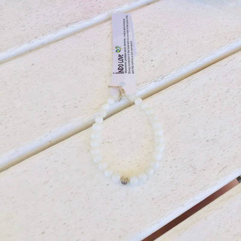 Mondstein Mala Armband Zinn Auge Anhänger, Juni Geburtsstein von IndoLove