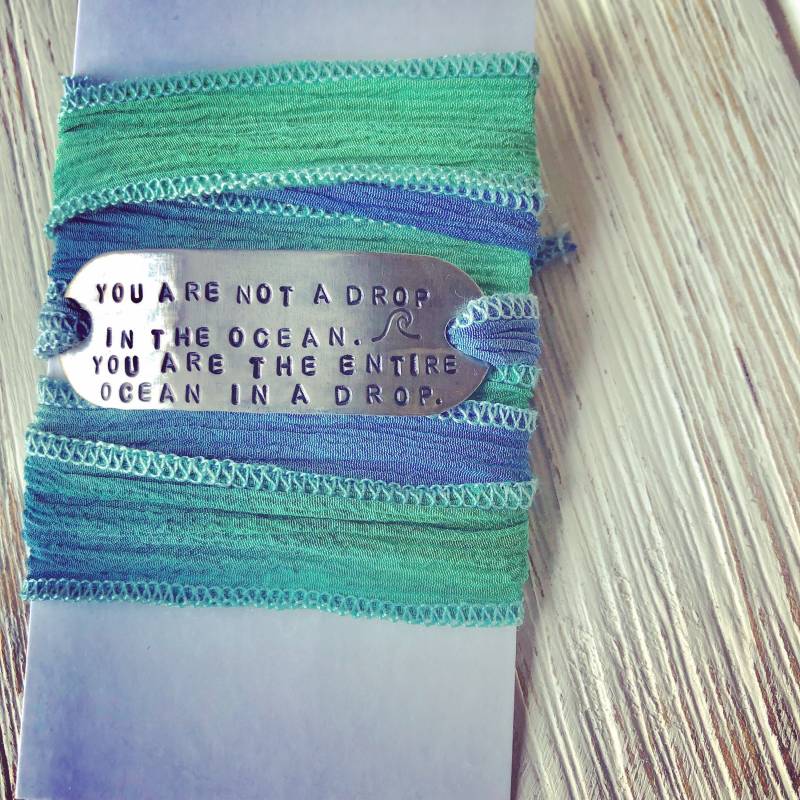 Rumi Zitat Seidenwickelarmband Beachy Ocean Schmuck von IndoLove