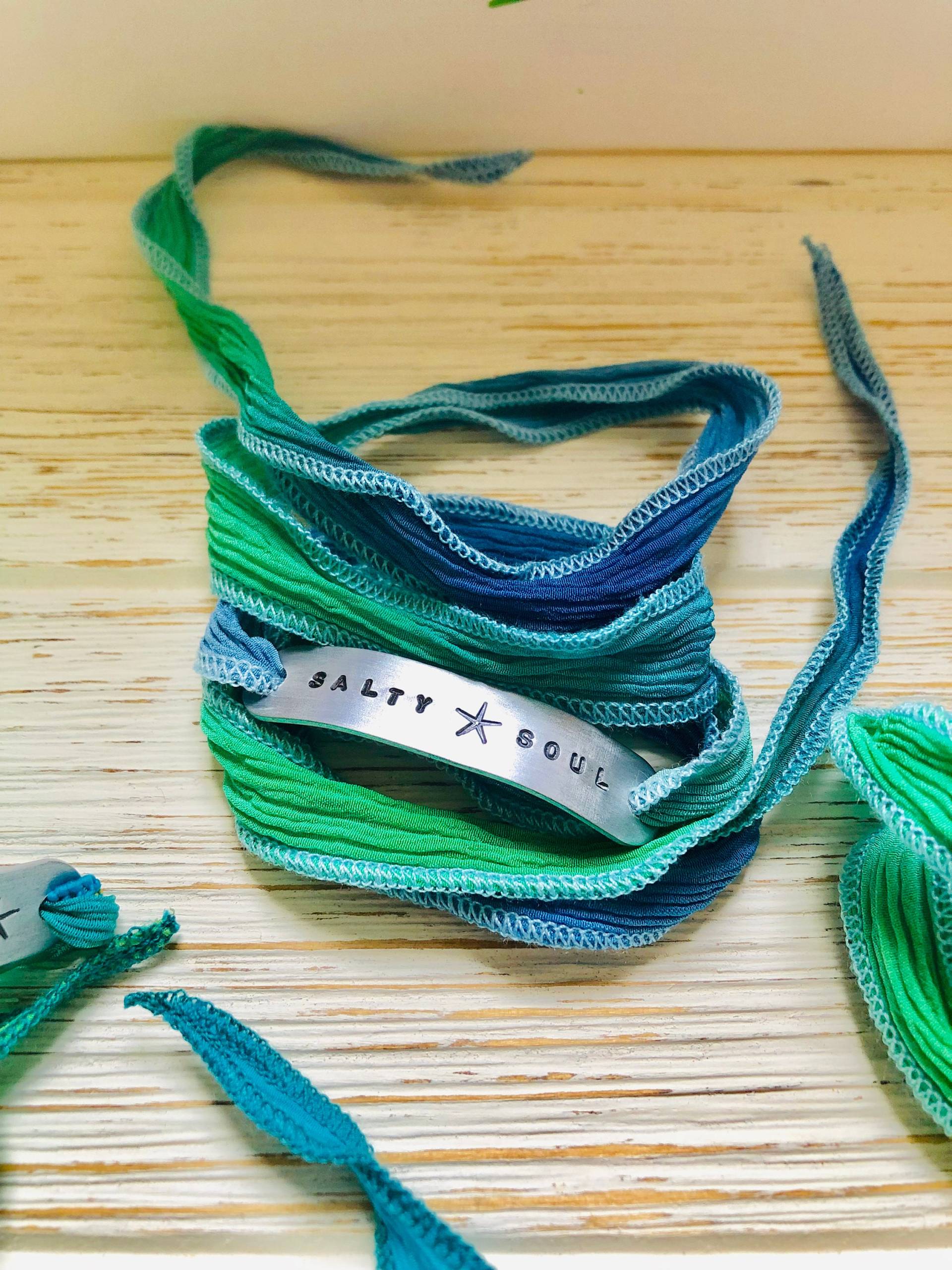 Salty Soul Seidenwickelarmband Handgestempelter Seestern-strandschmuck von IndoLove