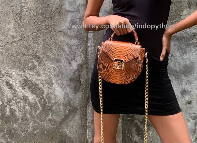 Braune Tasche | Schlangenleder Aus Echtem Leder Python Handtasche Umhängetasche Geschenk Für Ihn Python Mode Braune Geldbörse von IndoPython