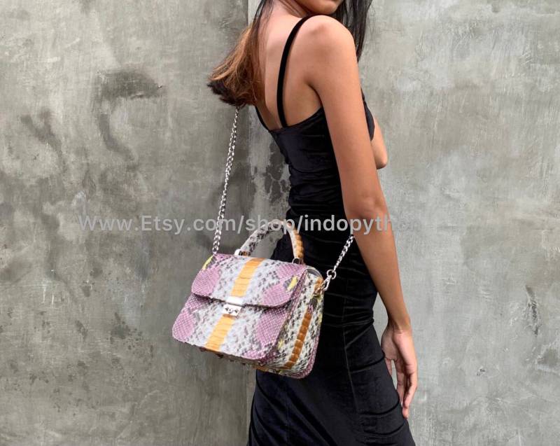 Mehrfarbige Tasche | Python Schlangenleder Geschenk Für Ihn Python Handtasche Geldbörse Handtasche Taschen von IndoPython