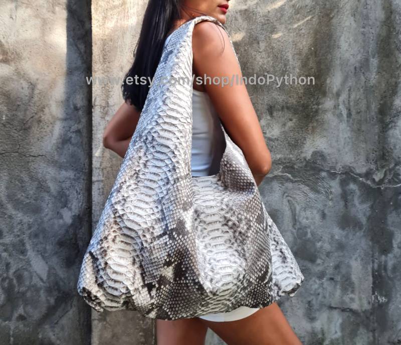 Python Tasche, Schlangenleder Schwarz Weiss Hobo Geschenk Für Sie, Schwarze Geldbörse von IndoPython