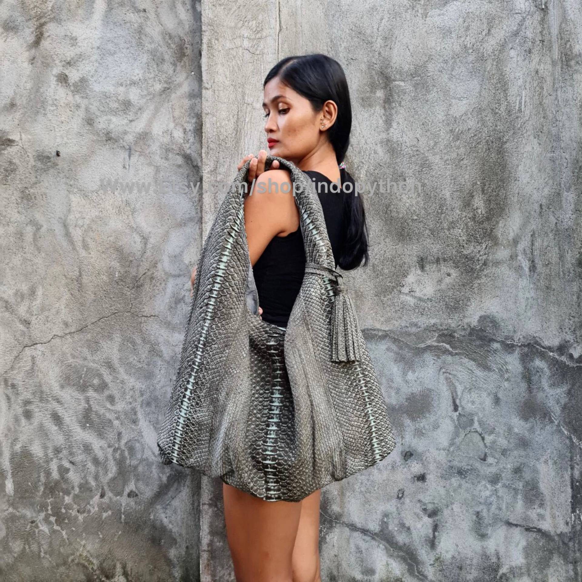 Python Tasche, Schlangenleder Graue Hobo Geschenk Für Sie, Python Ledertasche, Geldbörse, Tasche Python Tasche, Schlangenleder Graue Hobo Geschenk Für Sie, Python Ledertasche, Geldbörse, Tasche von IndoPython