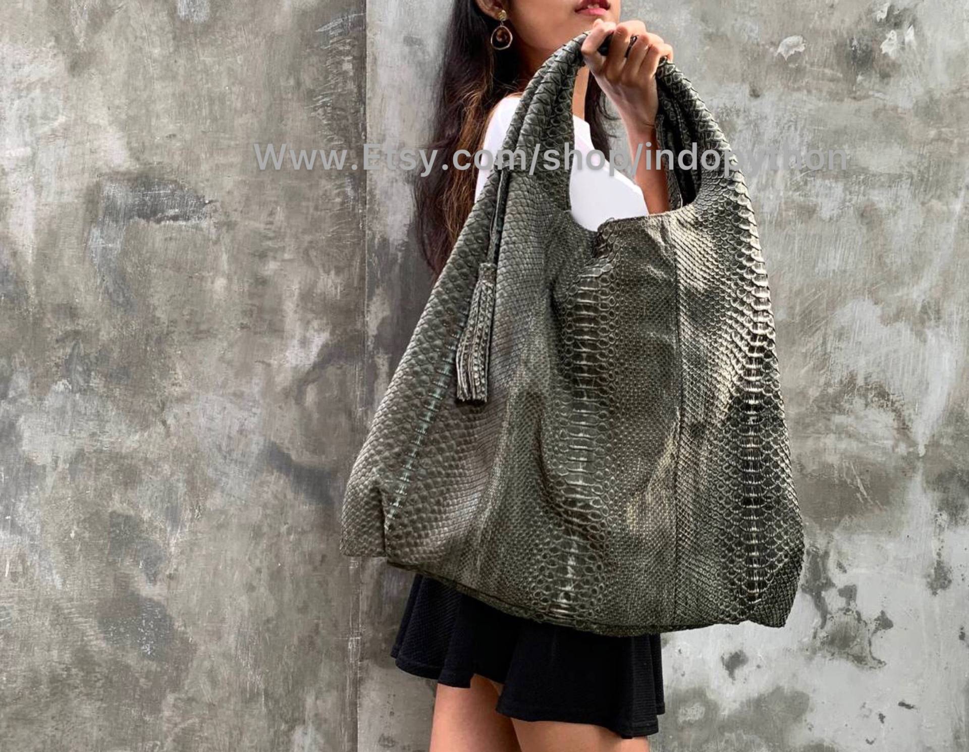 Python Tasche, Schlangenleder Graue Hobo Geschenk Für Sie, Übergroße Große Ledertasche, Geldbörse, Antike Tasche Python Tasche, Schlangenleder Graue Hobo Geschenk Für Sie, Übergroße Große Ledertasche, Geldbörse, Antike Tasche von IndoPython