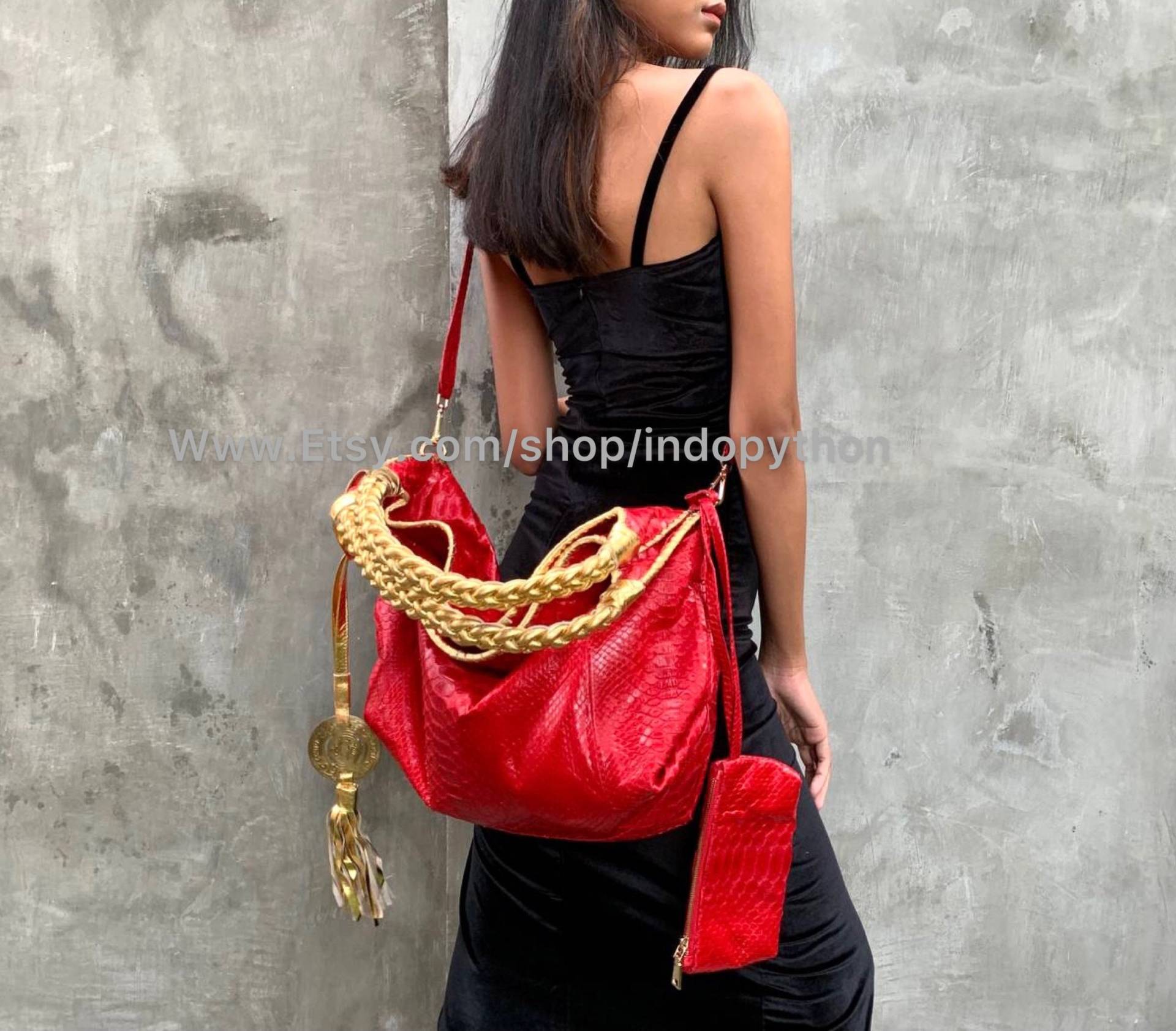 Rote Tasche, Pythonleder-Tasche, Schlangenhaut Geldbeutel, Goldene Geschenk Für Sie, Modetasche, Pythonleder Geldbörse, Pythonhandtasche, Rote Rote Tasche, Pythonleder-Tasche, Schlangenhaut Geldbeutel, Goldene Geschenk Für Sie, Modetasche, Pythonleder Geldbörse, Pythonhandtasche, Rote von IndoPython