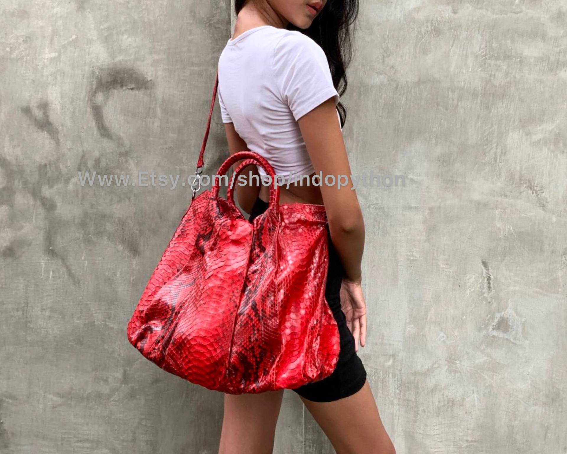 Rote Tasche Python Tasche Rote Schlangenledertasche Schlangenledertaschehandtaschengeschenk Für Herpython von IndoPython