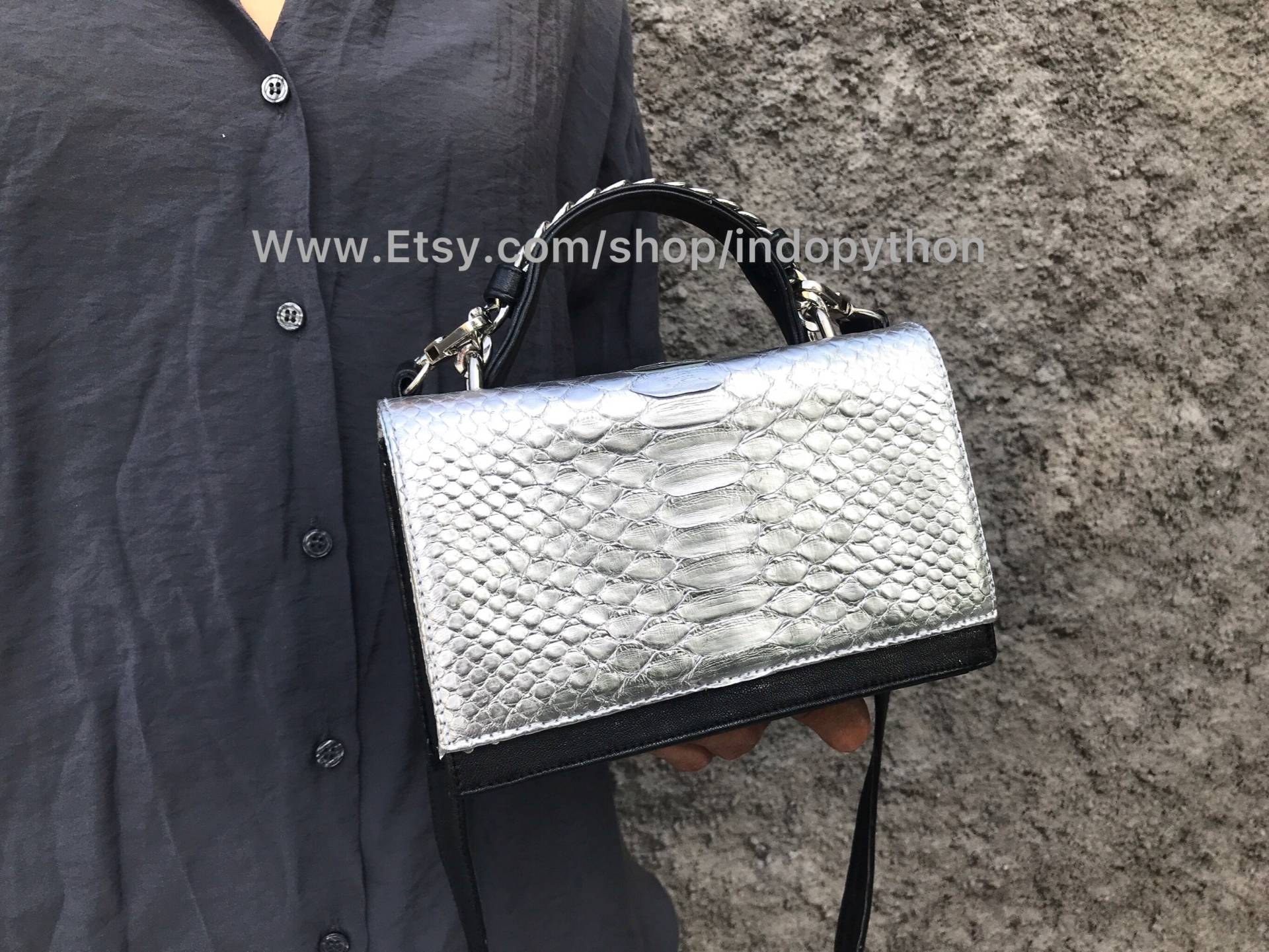 Schlangenleder Geldbörse, Geschenk Für Sie, Python Geldbeutel, Handtasche, Silber Schwarze Handtasche Schlangenleder Geldbörse, Geschenk Für Sie, Python Geldbeutel, Handtasche, Silber Schwarze Handtasche von IndoPython