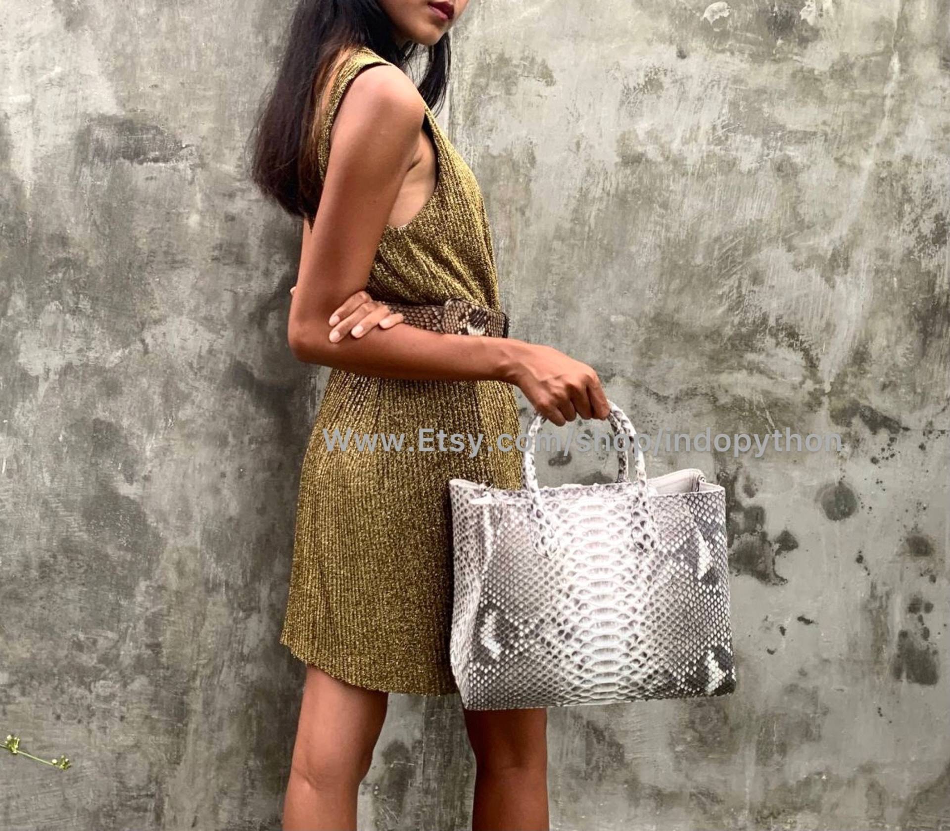 Schwarz Weiße Tasche, Python Schlangenleder Handtasche, Geschenk Für Sie, Graue Geldbörse Schwarz Weiße Tasche, Python Schlangenleder Handtasche, Geschenk Für Sie, Graue Geldbörse von IndoPython