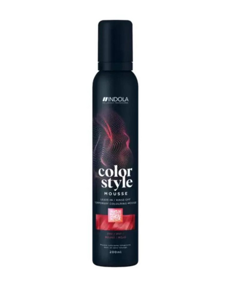 Indola Haarfestiger INDOLA Color Style Mouse Farb-Schaumfestiger Rot 200 ml, Packung, das Mousse bietet Glanz, Pflege und flexible Farbveränderung von Indola