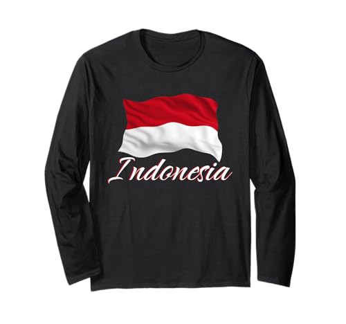 Indonesische Flagge, Indonesien, Herren, Damen, Kinder Langarmshirt von Indonesian Flag Heritage Apparel & Gifts