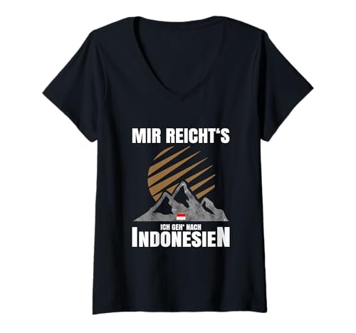 Damen Backpacking Gadgets Urlaub Souvenir Wandern Indonesien T-Shirt mit V-Ausschnitt von Indonesien Geschenk und Wandern Gadgets