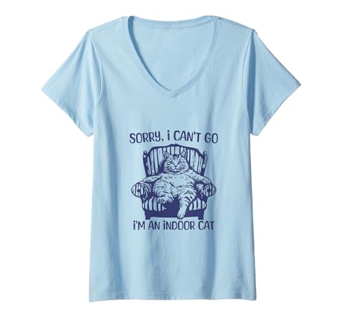 Damen Ich Bin eine Hauskatze Entschuldigung, ich kann Nicht introvertiert Werden Humor T-Shirt mit V-Ausschnitt Damen Ich Bin eine Hauskatze Entschuldigung, ich kann Nicht introvertiert Werden Humor T-Shirt mit V-Ausschnitt von Indoor Cat Life for Introverted Cat Lovers