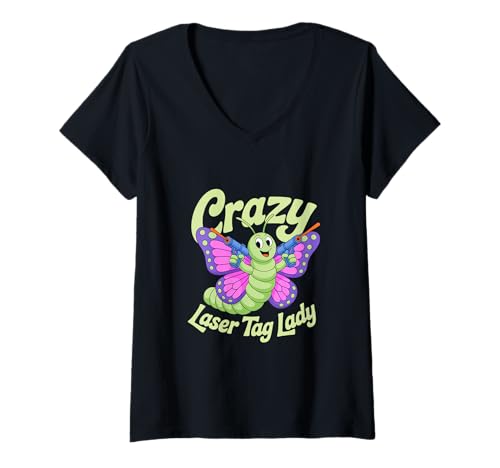 Damen Crazy Laser Tag Lady Squad Laser Tag Mode T-Shirt mit V-Ausschnitt Damen Crazy Laser Tag Lady Squad Laser Tag Mode T-Shirt mit V-Ausschnitt von Indoor laser tag game laser tag arena