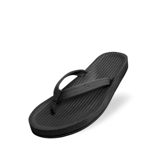 Indosole Damen Easy Living Eco Recycelte Reifensohlen Flip Flop Sandalen, Schwarz, 10-11 von Indosole
