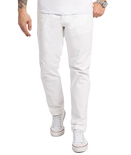 Indumentum Herren Chino Hose Regular Fit Chinohose Herrenhose Baumwolle Designer Hose Chinos Business Hose Stretch Männer Hose IR-506 Weiß W33 L34 von Indumentum