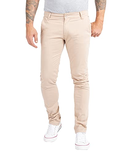 Indumentum Herren Chino Hose Slim Fit Chinohose Herrenhose Baumwolle Designer Hose Chinos Business Hose Stretch Männer Hose IS-305 Beige W29 L30 von Indumentum