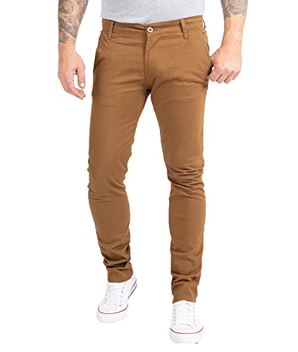 Indumentum Herren Chino Hose Slim Fit Chinohose Herrenhose Baumwolle Designer Hose Chinos Business Hose Stretch Männer Hose IS-305 Braun W36 L34 von Indumentum