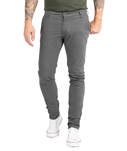 Indumentum Herren Chino Hose Slim Fit Chinohose Herrenhose Baumwolle Designer Hose Chinos Business Hose Stretch Männer Hose IS-305 Dunkelgrau W30 L34 von Indumentum