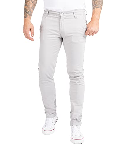 Indumentum Herren Chino Hose Slim Fit Chinohose Herrenhose Baumwolle Designer Hose Chinos Business Hose Stretch Männer Hose IS-305 Hellgrau W29 L30 von Indumentum