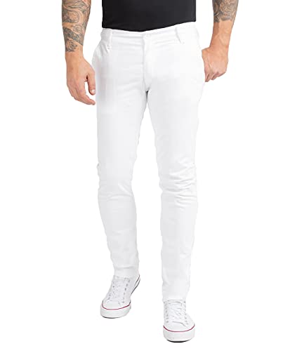 Indumentum Herren Chino Hose Slim Fit Chinohose Herrenhose Baumwolle Designer Hose Chinos Business Hose Stretch Männer Hose IS-305 Weiß W29 L30 von Indumentum