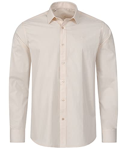 Indumentum Herren Hemd Businesshemd Hemden Langarm Business Hemd Regular Fit Herrenhemd Basic Bügelfrei Männer Hemd Shirt Elegant H-271 Beige M von Indumentum