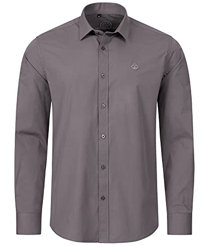 Indumentum Herren Hemd Businesshemd Hemden Langarm Business Hemd Regular Fit Herrenhemd Basic Bügelfrei Männer Hemd Shirt Elegant H-271 Dunkelgrau 2XL von Indumentum