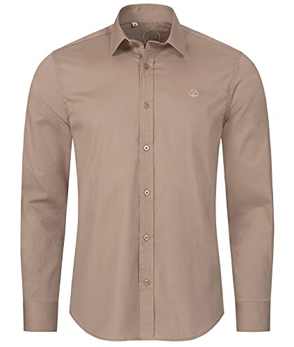 Indumentum Herren Hemd Businesshemd Hemden Langarm Business Hemd Regular Fit Herrenhemd Basic Bügelfrei Männer Hemd Shirt Elegant H-272 Dunkelbeige 2XL von Indumentum