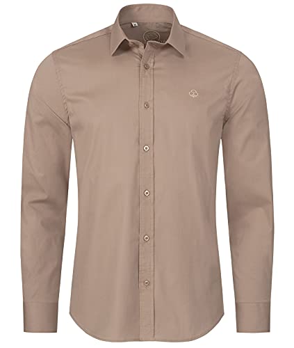 Indumentum Herren Hemd Businesshemd Hemden Langarm Business Hemd Regular Fit Herrenhemd Basic Bügelfrei Männer Hemd Shirt Elegant H-272 Dunkelbeige 3XL von Indumentum