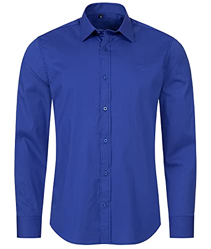 Indumentum Herren Hemd Businesshemd Hemden Langarm Business Hemd Regular Fit Herrenhemd Basic Bügelfrei Männer Hemd Shirt Elegant H-272 Royalblau XL von Indumentum