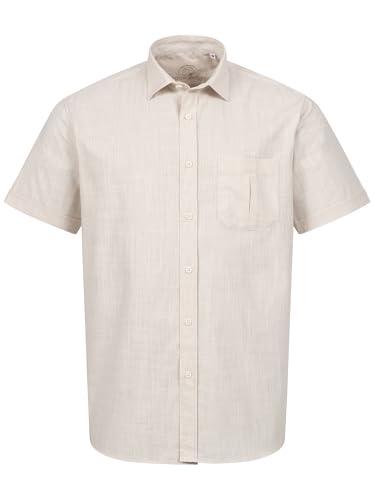 Indumentum Herren Hemd Kurzarm Leinenoptik Hemden mit Brusttasche Hemd Regular Fit Herrenhemd Basic Sommerhemd Männer Hemd Shirt H-372 Beige 4XL von Indumentum