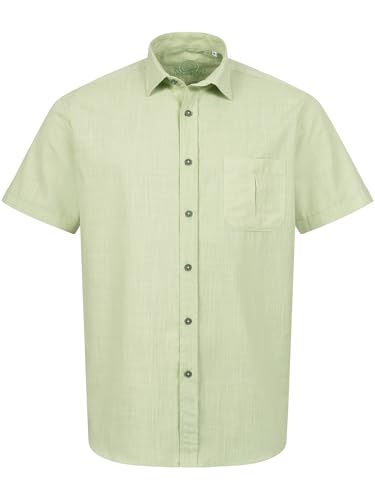 Indumentum Herren Hemd Kurzarm Leinenoptik Hemden mit Brusttasche Hemd Regular Fit Herrenhemd Basic Sommerhemd Männer Hemd Shirt H-372 Grün 5XL von Indumentum