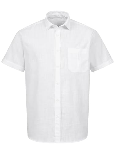 Indumentum Herren Hemd Kurzarm Leinenoptik Hemden mit Brusttasche Hemd Regular Fit Herrenhemd Basic Sommerhemd Männer Hemd Shirt H-372 Weiß 3XL von Indumentum