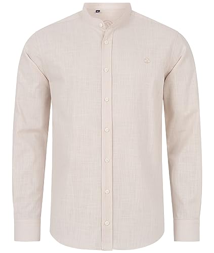 Indumentum Herren Hemd Leinen-Optik Sommer Hemd Herrenhemd Krangelos Leinenhemd Shirt Männer Hemden H-321 Beige 4XL von Indumentum